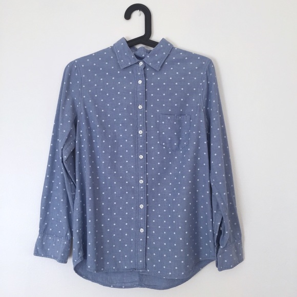 J. Crew Tops - J. Crew Chambray Polka Dot Boy Shirt